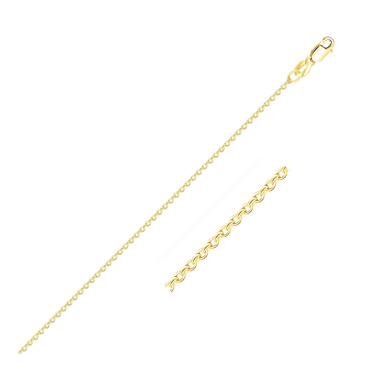 14k Yellow Gold Diamond Cut Cable Link Chain (1.10 mm)