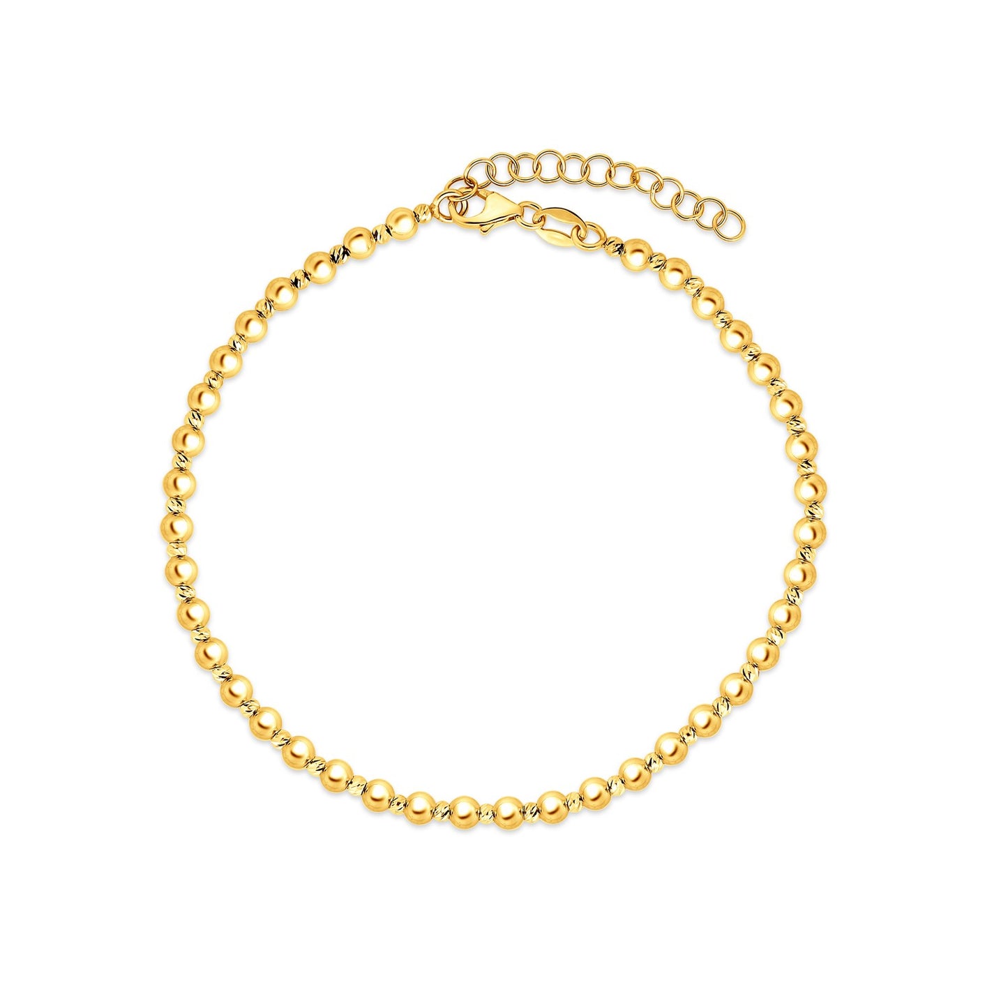 14k Yellow Gold Spaced Bead Bracelet (3.00 mm)
