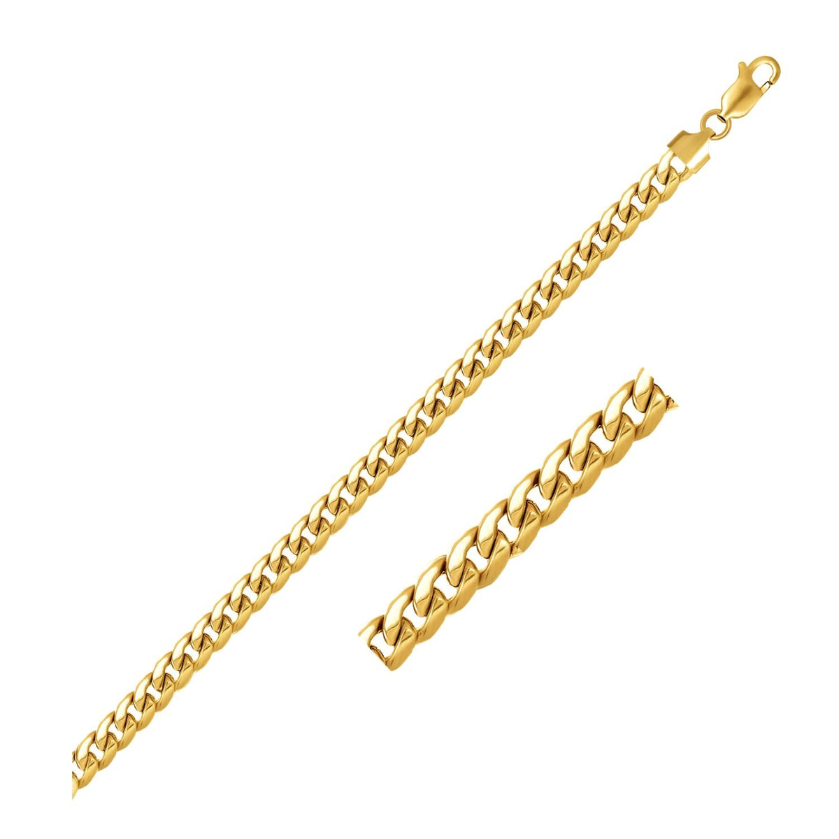 4.5mm 10k Yellow Gold Miami Cuban Semi Solid Bracelet