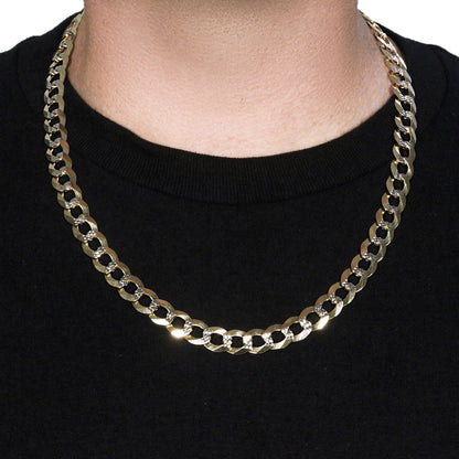 12.18 mm 14k Two Tone Gold Pave Curb Chain
