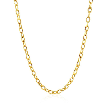3.5mm 14k Yellow Gold Pendant Chain with Textured Links