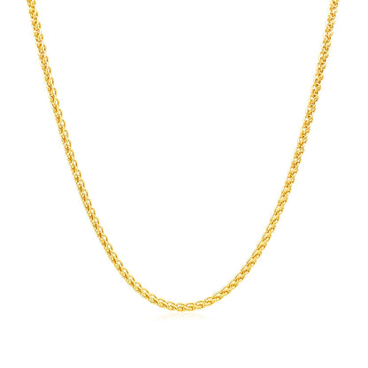 14k Yellow Gold Round Wheat Chain 1.5mm