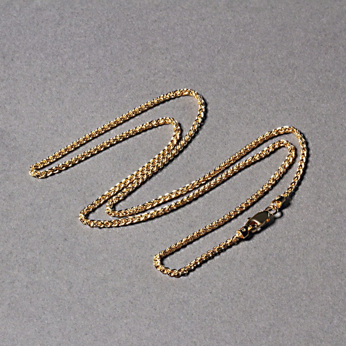 14k Yellow Gold Round Wheat Chain 1.5mm