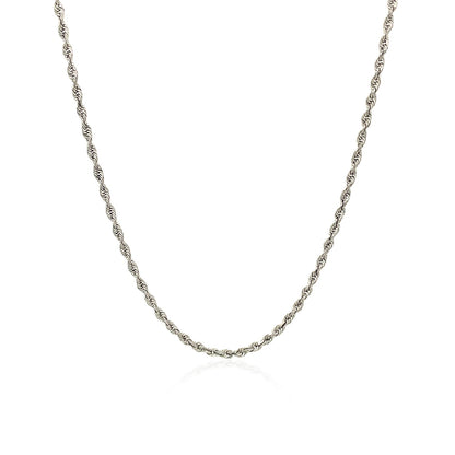 10k White Gold Solid Diamond Cut Rope Chain 1.5mm