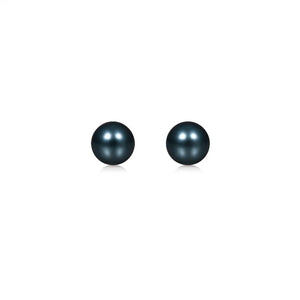 14k Yellow Gold Cultured Black Pearl Stud Earrings (7mm)
