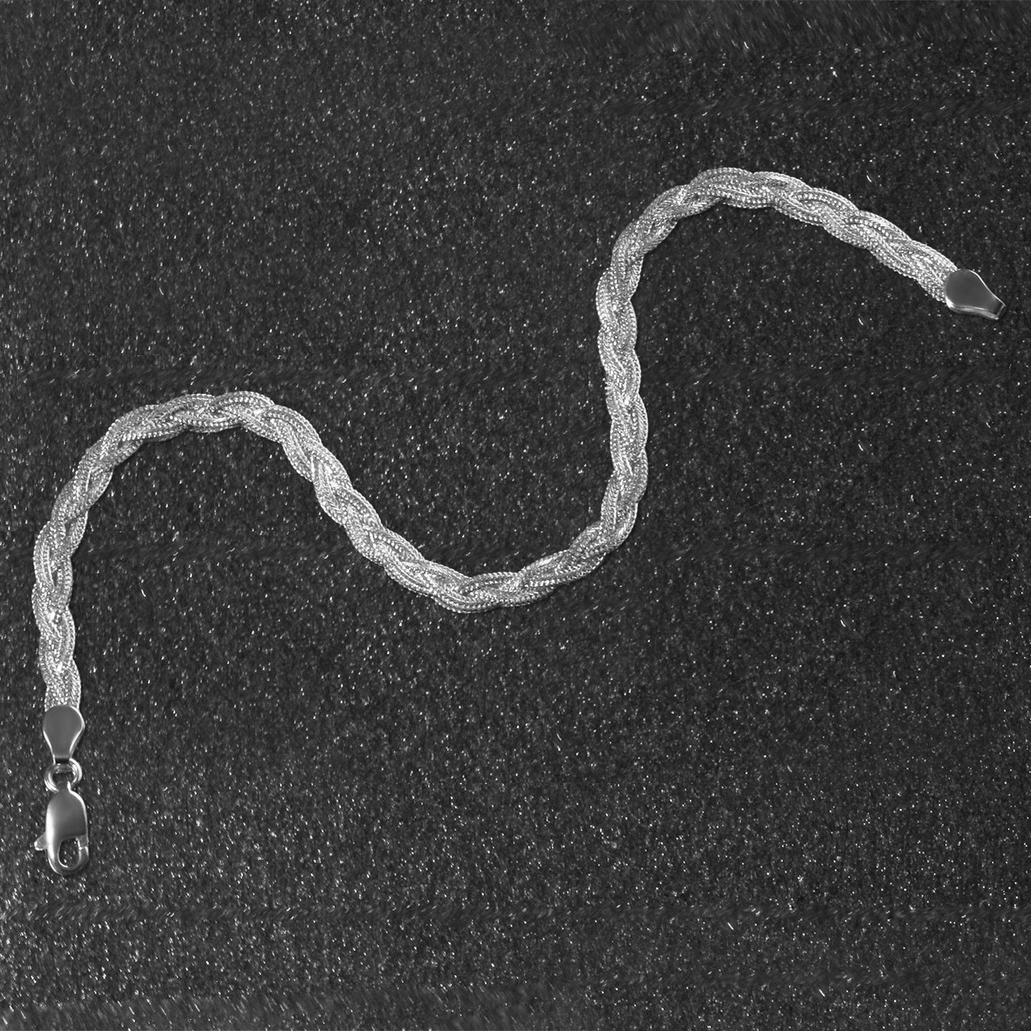 3.5mm 14k White Gold Braided Bracelet