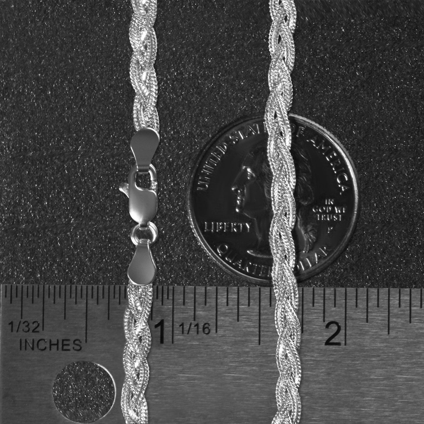 3.5mm 14k White Gold Braided Bracelet