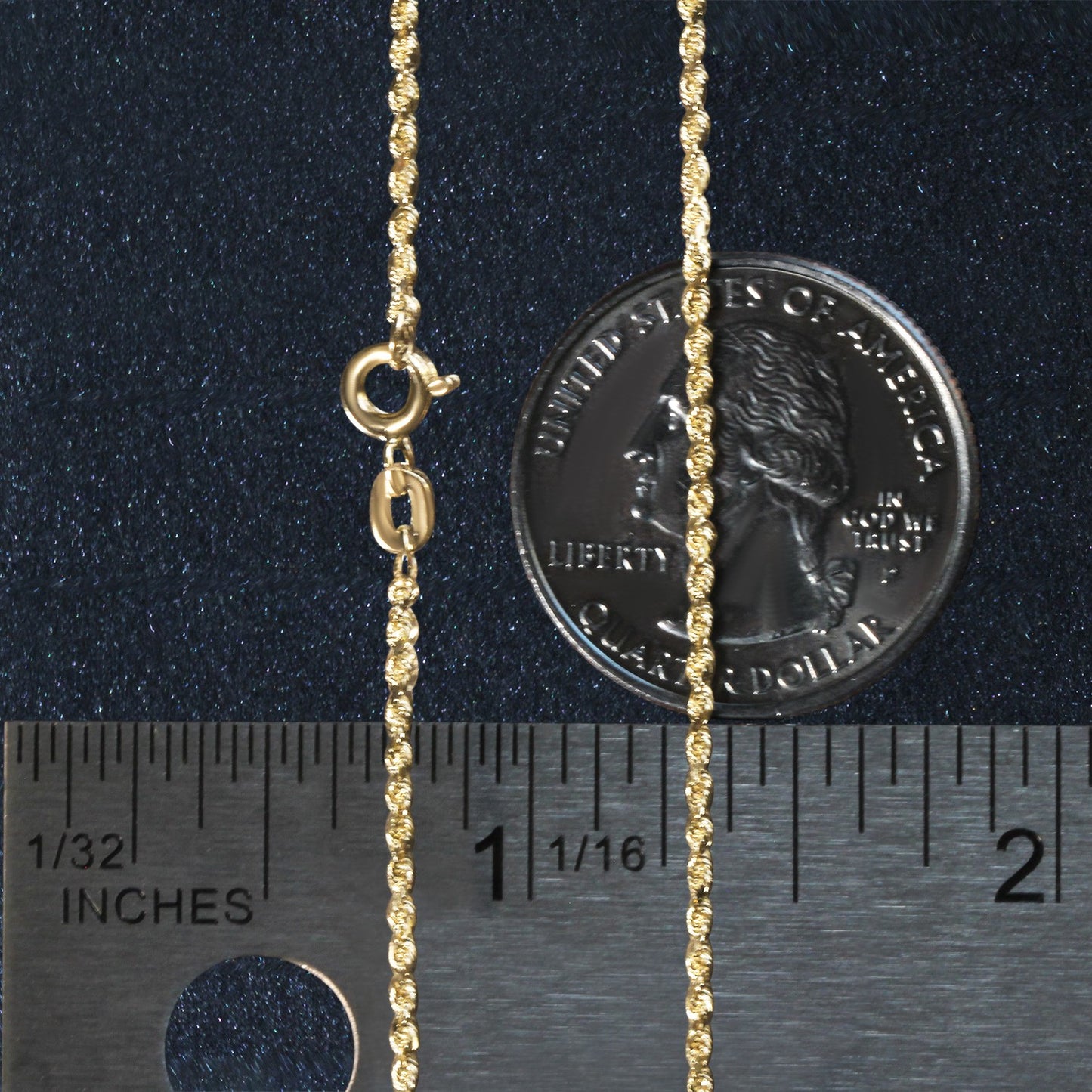 10k Yellow Gold Solid Diamond Cut Rope Chain 1.4mm