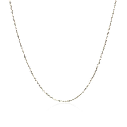 14k White Gold Diamond Cut Round Wheat Chain 0.6mm