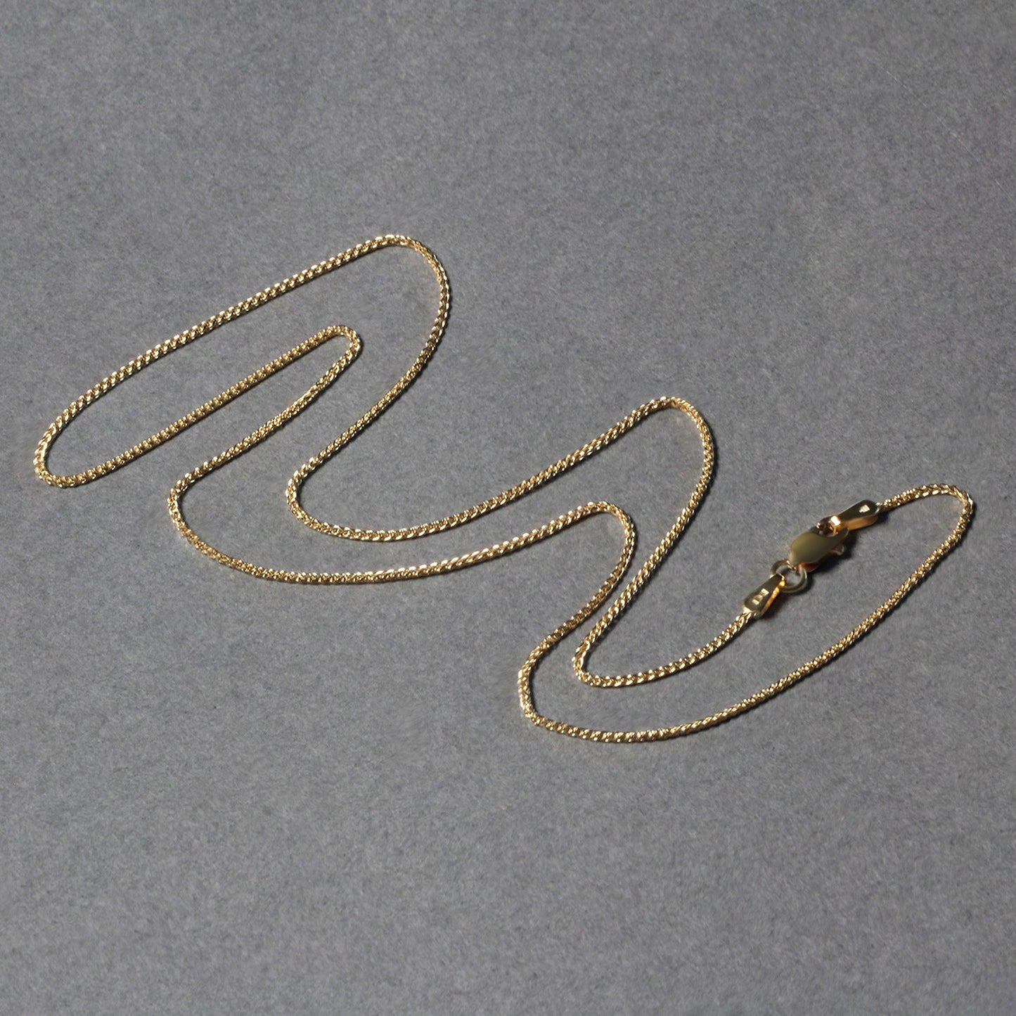 14k Yellow Gold Diamond Cut Round Wheat Chain 1.0mm