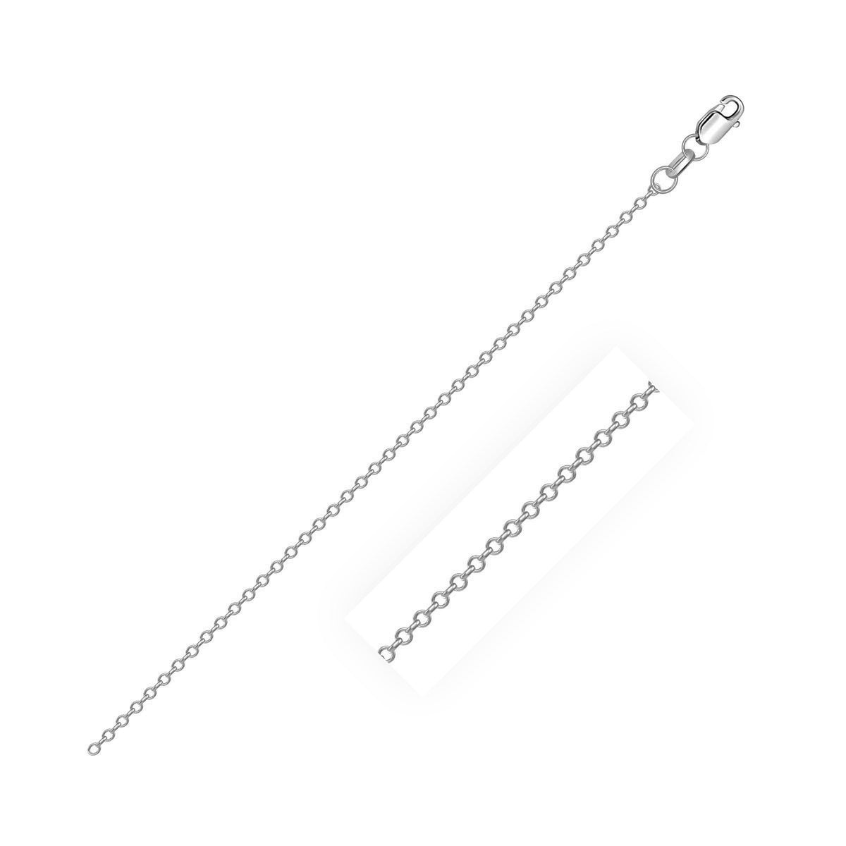 Sterling Silver Rhodium Plated Cable Chain 0.8mm