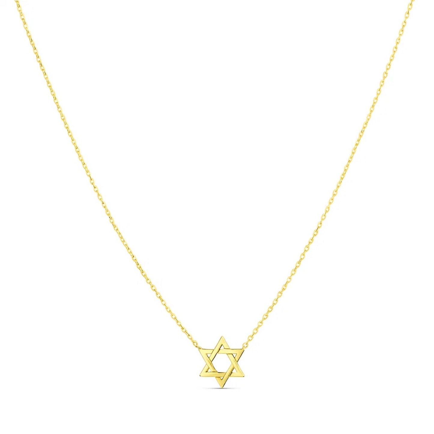 14k Yellow Gold Star of David Necklace
