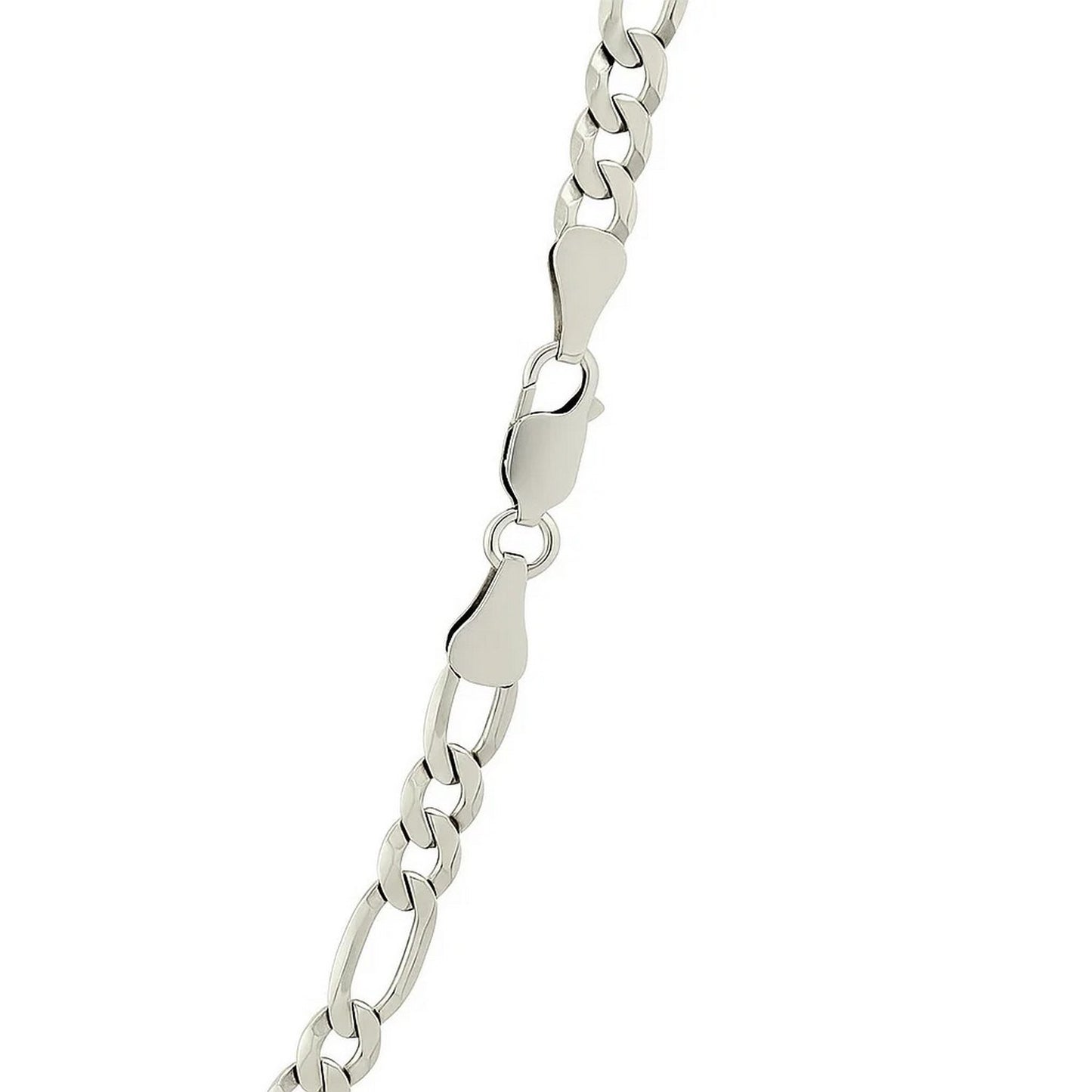 Rhodium Plated Sterling Silver Figaro Style Chain (5.40 mm)