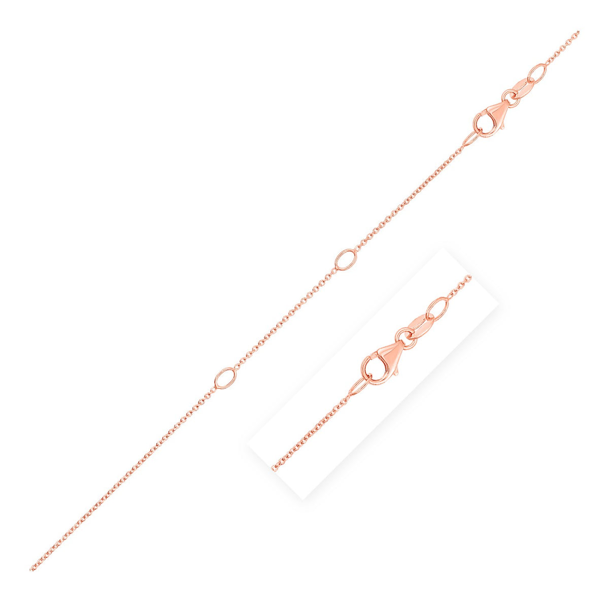 Double Extendable Cable Chain in 14k Rose Gold (0.97 mm)