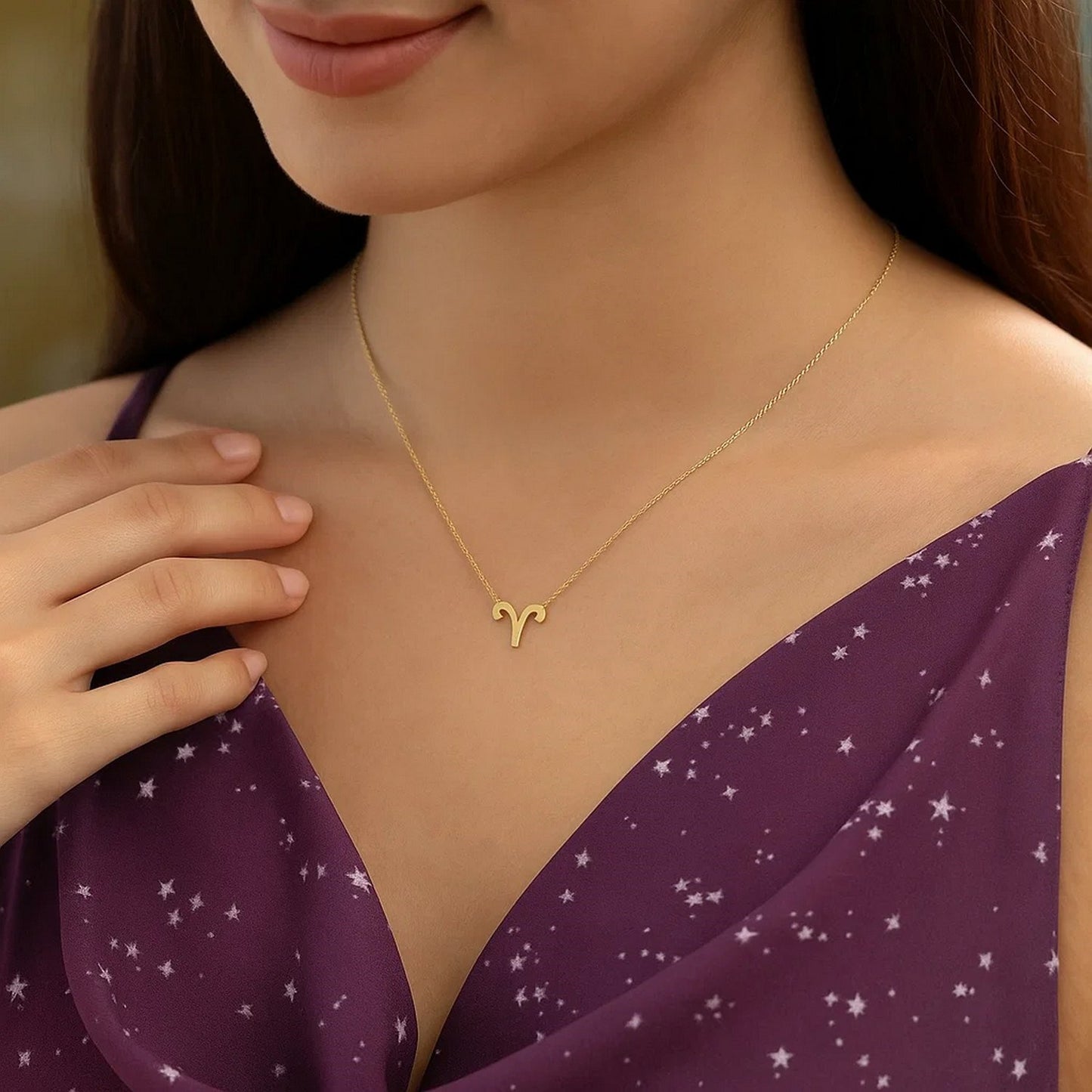 14K Yellow Gold Aries Necklace