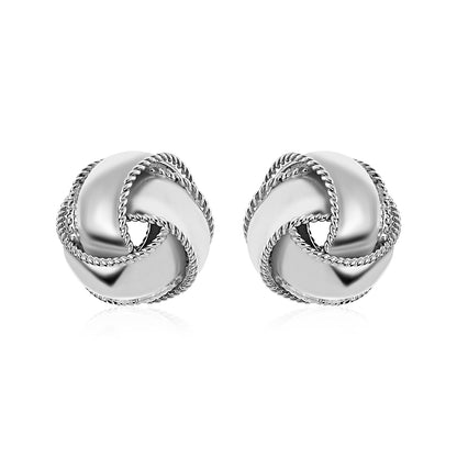 Textured and Polished Love Knot Earrings in Sterling Silver