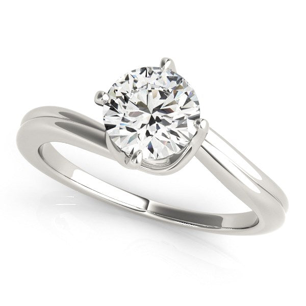 14k White Gold Bypass Style Solitaire Round Diamond Engagement Ring (1 cttw)