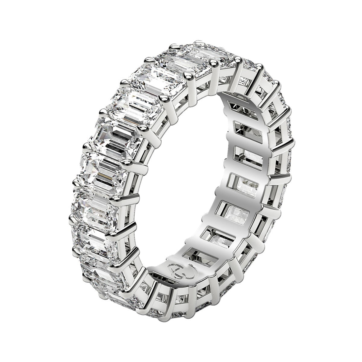 Emerald Cut Lab Grown Diamond Eternity Ring in 14k White Gold (2 cttw FG/VS2)