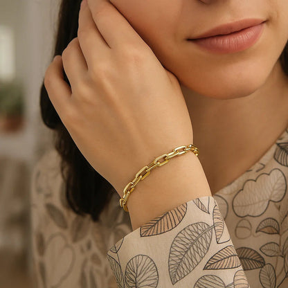 14k Yellow Gold 7 1/2 inch Paperclip Chain Bracelet (4.20 mm)