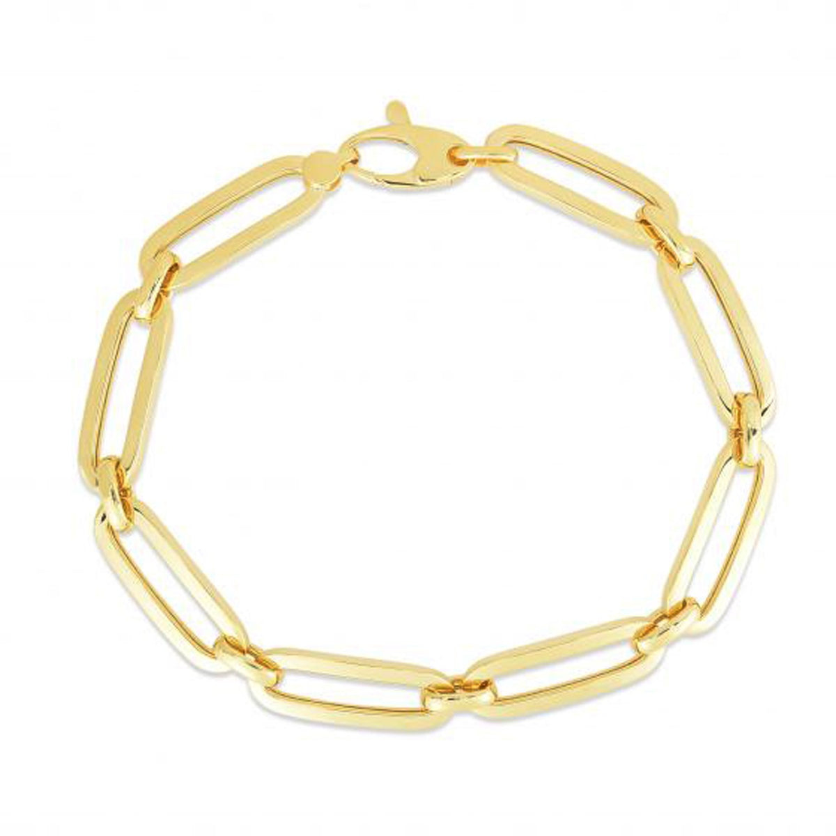 14k Yellow Gold 7 1/2 inch Bombay Paperclip Chain Bracelet