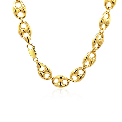 11.0mm 14k Yellow Gold Puffed Mariner Link Chain