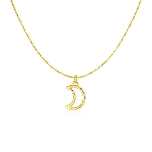 14k Yellow Gold Necklace with Moon