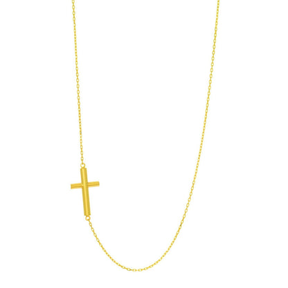 14k Yellow Gold Necklace with a Polished Cross Design