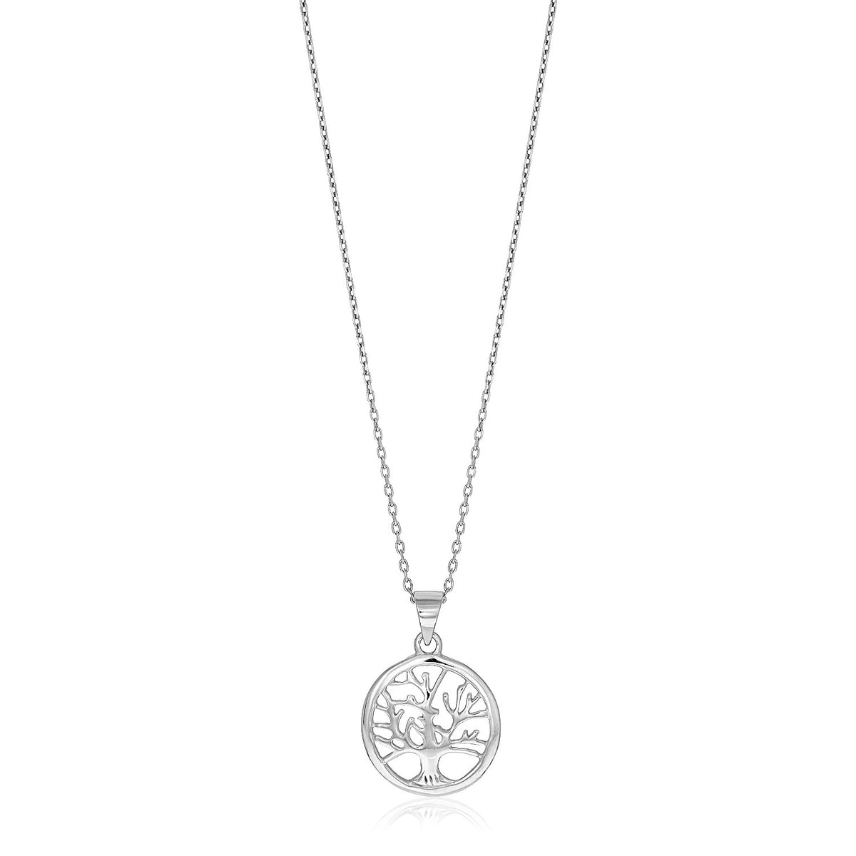 Sterling Silver inch Round Tree of Life Necklace