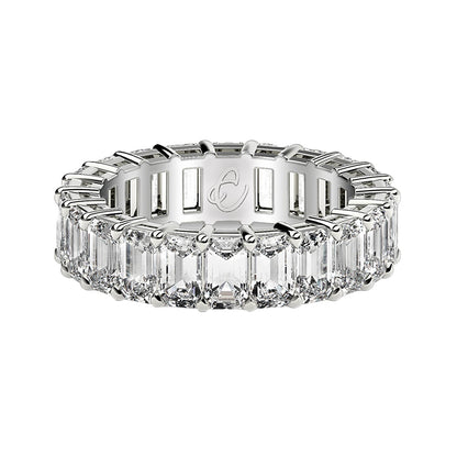 Emerald Cut Lab Grown Diamond Eternity Ring in 14k White Gold (3 cttw FG/VS2)