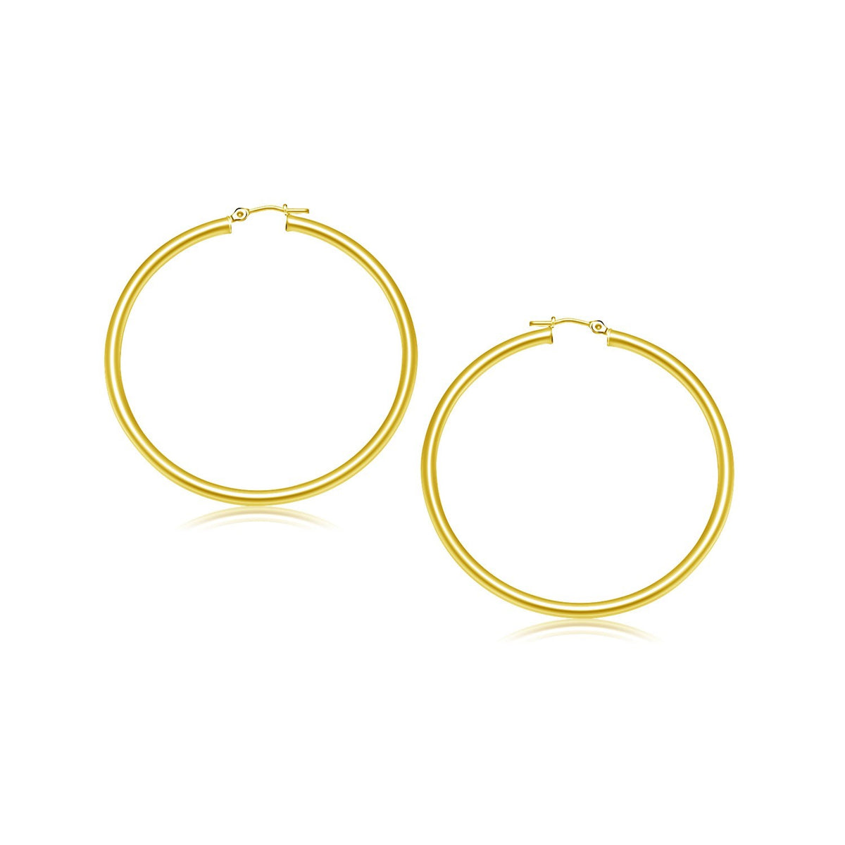 10k Yellow Gold Polished Hoop Earrings (3x25 mm)