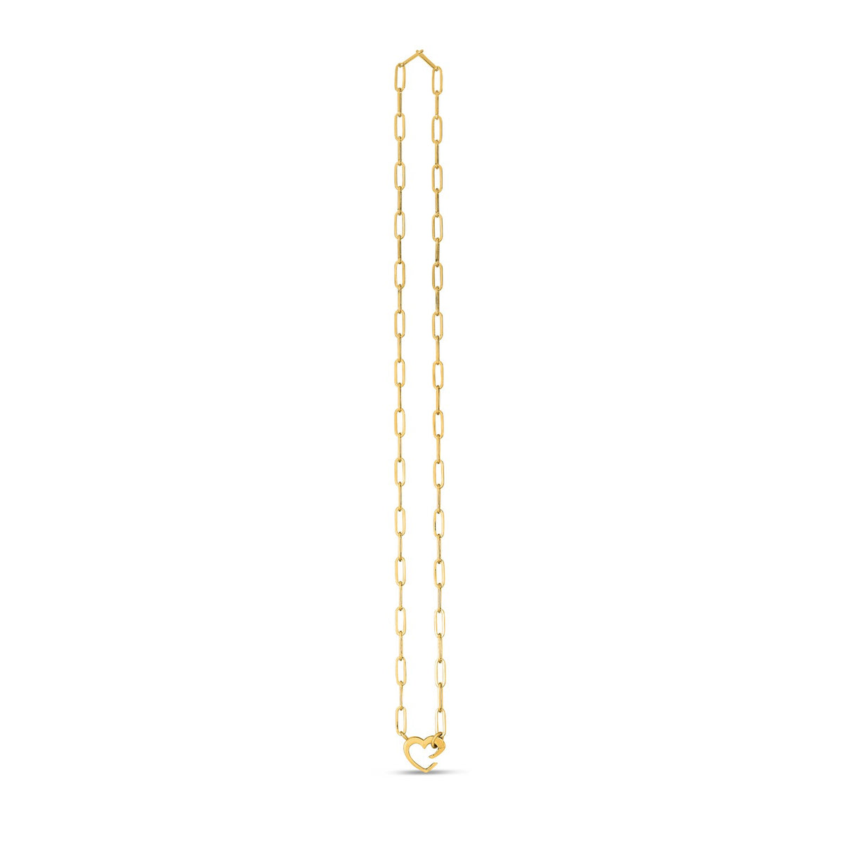 14k Yellow Gold Heart Element Paperclip Necklace