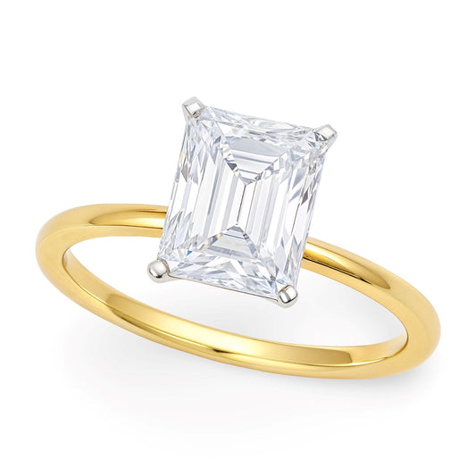 2 Carat Radiant Lab Grown IGI G/VS1 Diamond Solitaire Ring in 14K Yellow Gold