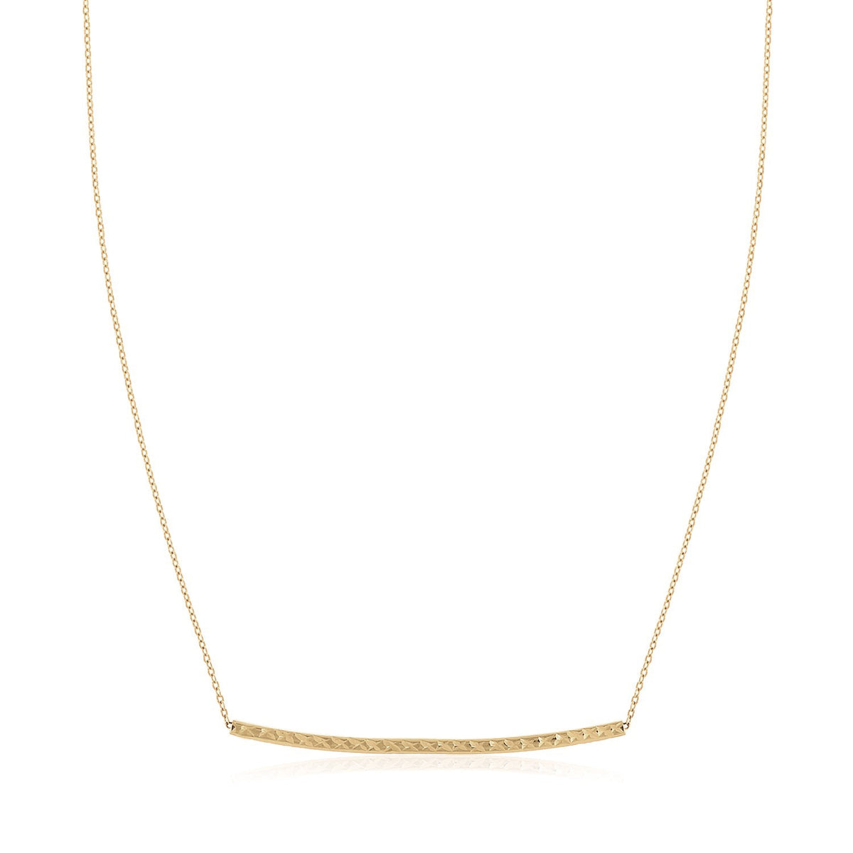 14k Yellow Gold Thin Textured Bar Necklace