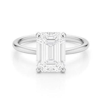 5 Carat Emerald Lab Grown IGI G/VS1 Diamond Solitaire Ring in 10K White Gold