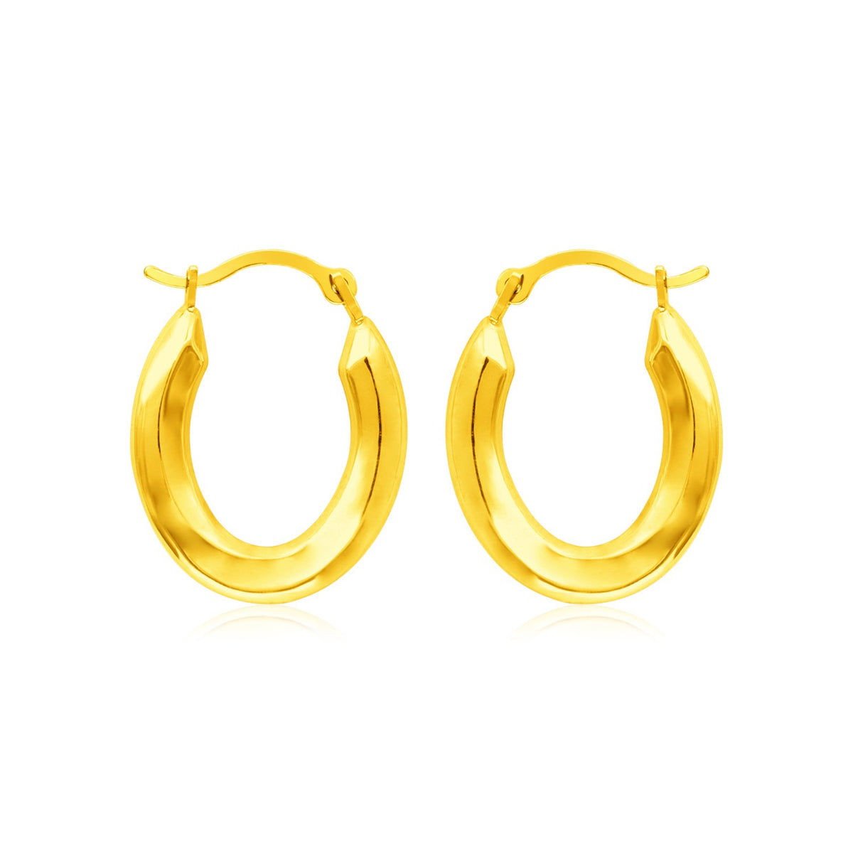 14k Yellow Gold Polished Oval Hoop Earrings