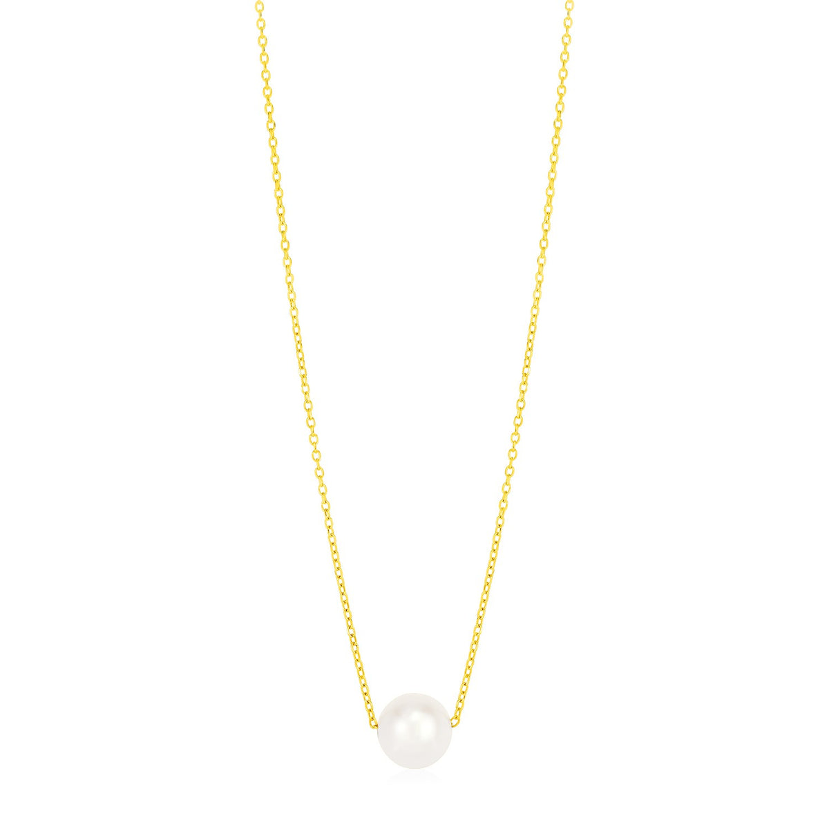 14k Yellow Gold Pearl Solitaire Necklace