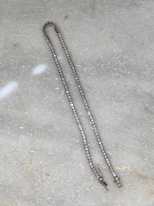 Lab Grown Diamond Tennis Necklace: Sterling Silver, VVS/VS Clarity