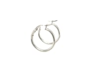 Polished Sterling Silver and Rhodium Plated Hoop Earrings (15mm)