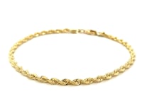 3.0mm 10k Yellow Gold Solid Diamond Cut Rope Bracelet