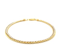 Two-Toned Fine Wheat Chain Bracelet in 10k Yellow and White Gold
