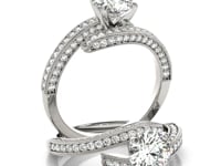14k White Gold Round Diamond Bypass Style Engagement Ring (1 1/2 cttw)