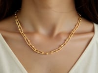 14k Yellow Gold High Polish Elongated Paperclip Jax Link Necklace
