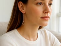 Textured Pear Shaped Long Drop Earrings in 14k White Gold