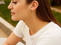 14K Yellow Gold Hexagon Hoop Rounded Edge Earrings