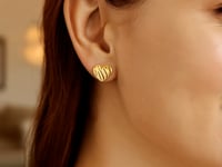 14K Yellow Gold High Polish Scribble Heart Stud Earrings