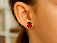 14K Yellow Gold Lady Bug Earrings