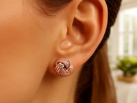 14k Rose Gold Love Knot with Ridge Texture Earrings