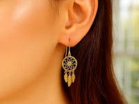 Dream Catcher Earrings in 14k Yellow Gold