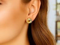14k Two-Tone Gold Shiny Intertwined Open Circle Earrings