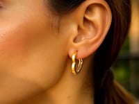 14k Yellow Gold Heart Huggie Hoops